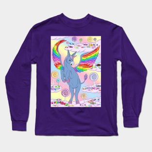 Unicorn donkey with wings Long Sleeve T-Shirt